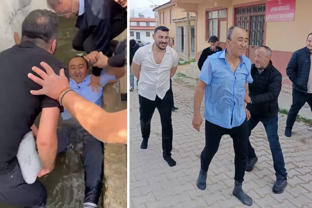 Köylüler tespit ettikleri kişileri el birliğiyle su oluğuna atıyor